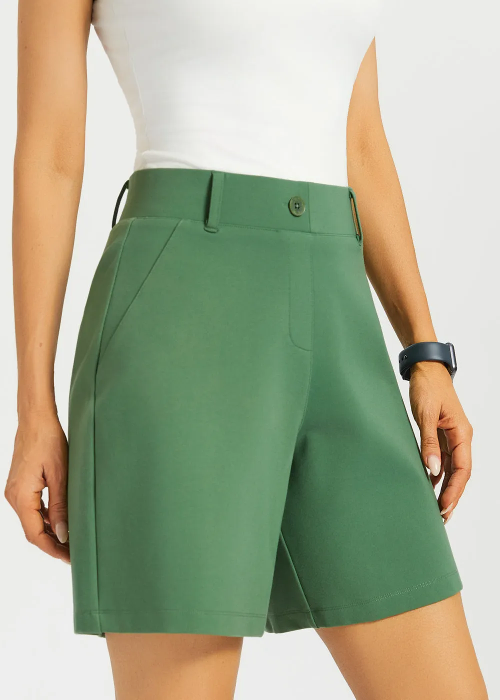 Classic Shorts | Stretch Ponte (Arcadia Green) - Final Sale sold by Betabrand product image thumbnail 4
