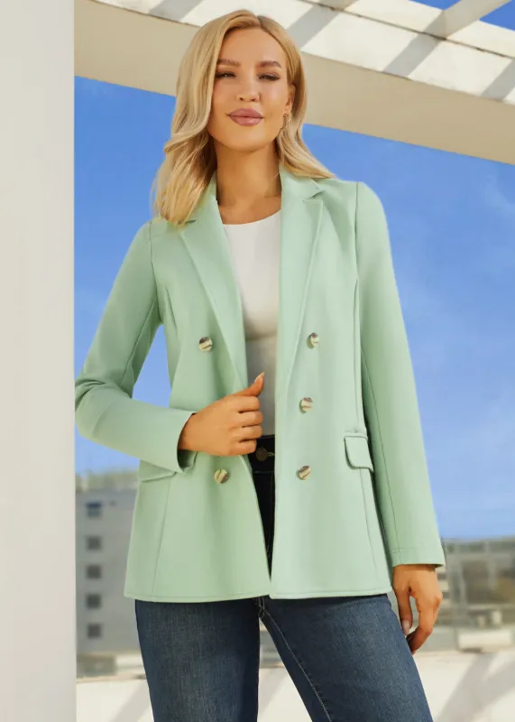 Double Breasted Blazer | Stretch Ponte (Muted Mint) made by Betabrand