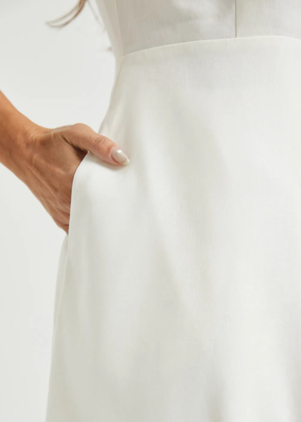 Fit & Flare Shirt Dress | AirWeave Stretch Linen (Star White) sold by Betabrand product image thumbnail 3