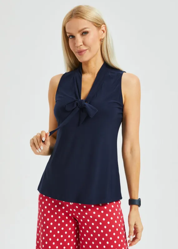 Sleeveless Bow Blouse (Navy) made by Betabrand