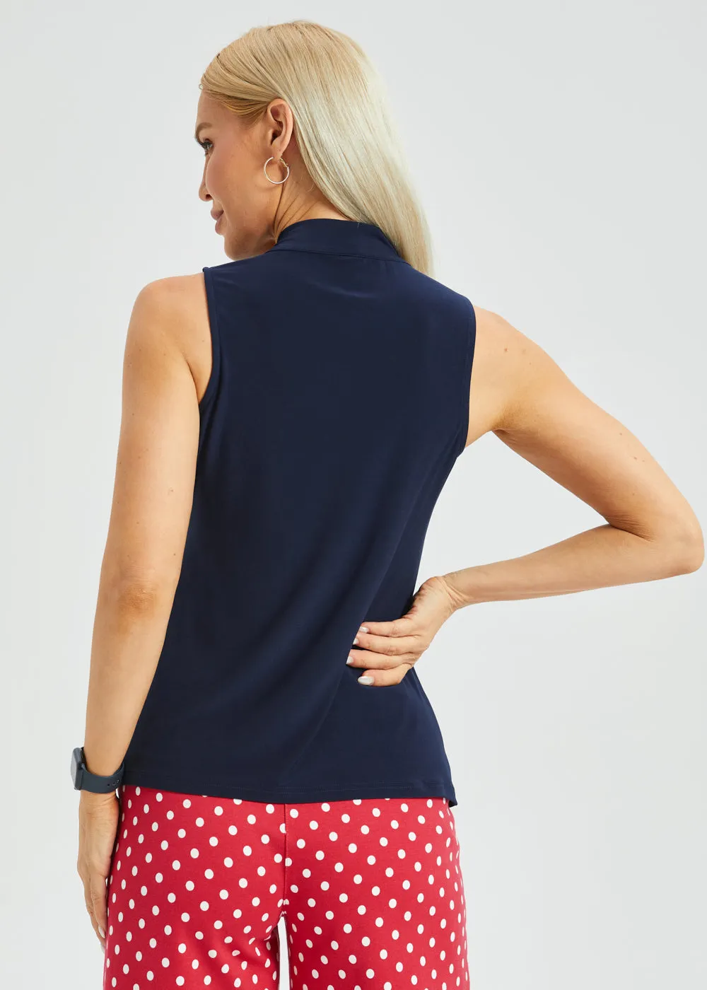 Sleeveless Bow Blouse (Navy) sold by Betabrand product image thumbnail 5