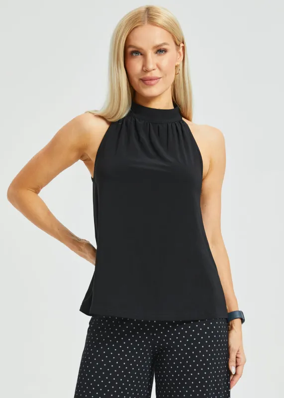Mock Tie Neck Cutaway Top (Black) made by Betabrand