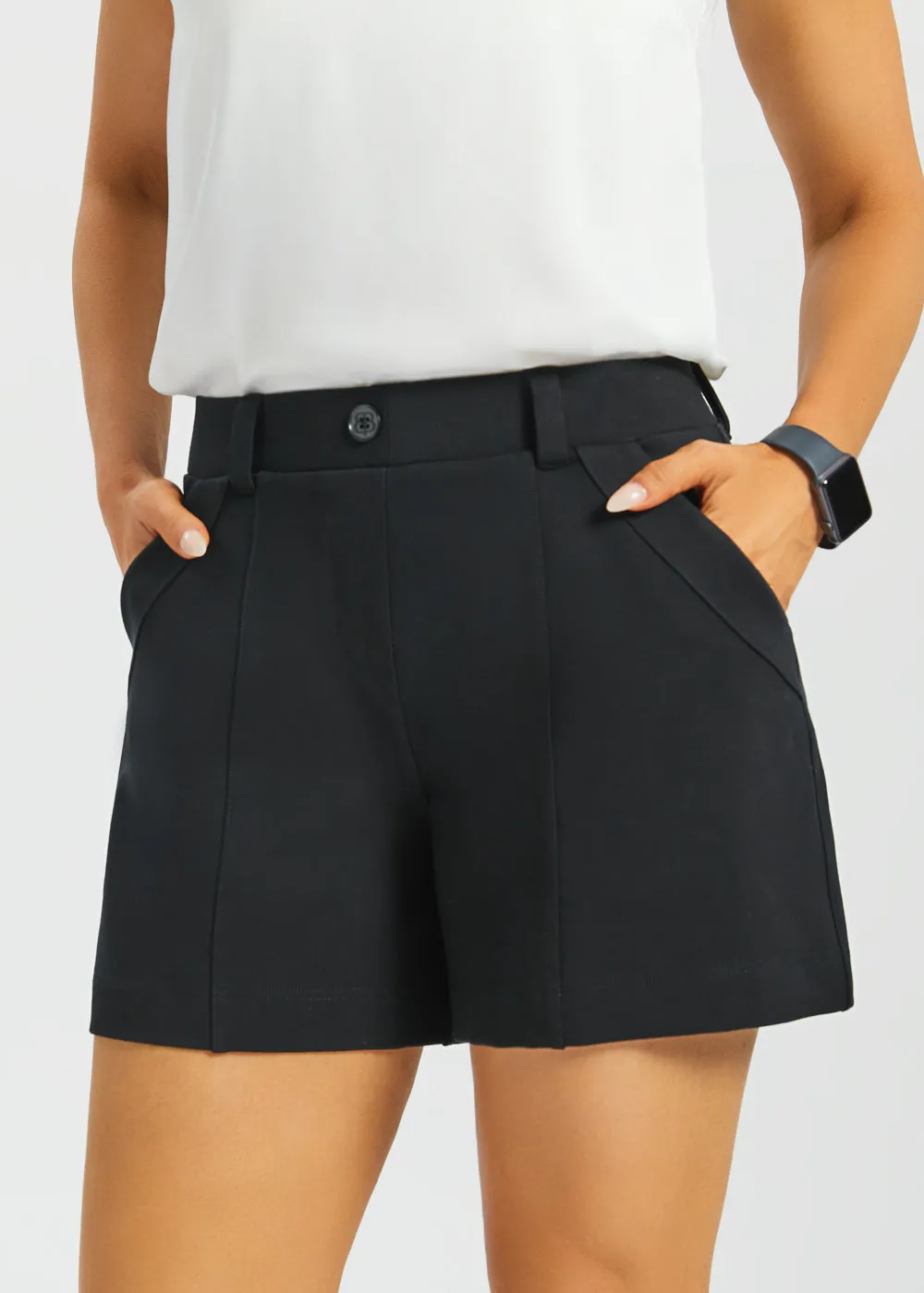 Tailored Seam Shorts | Stretch Ponte (Black) - Final Sale sold by Betabrand product image thumbnail 3