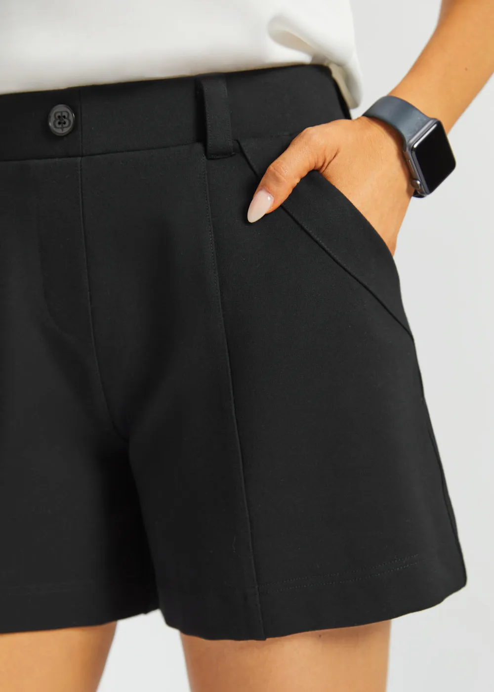 Tailored Seam Shorts | Stretch Ponte (Black) - Final Sale sold by Betabrand product image thumbnail 4
