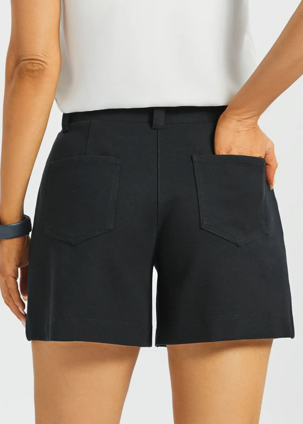 Tailored Seam Shorts | Stretch Ponte (Black) - Final Sale sold by Betabrand product image thumbnail 5