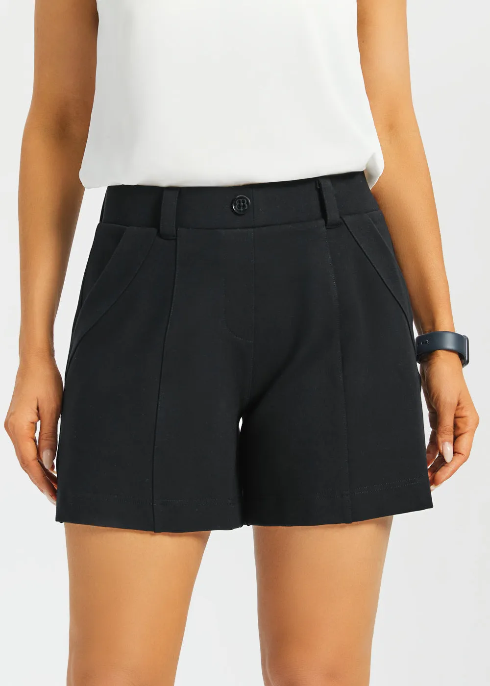 Tailored Seam Shorts | Stretch Ponte (Black) - Final Sale sold by Betabrand product image thumbnail 2