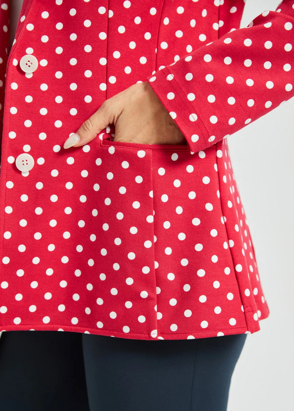 Classic Blazer | Stretch Ponte (Red White Dot) sold by Betabrand product image thumbnail 3