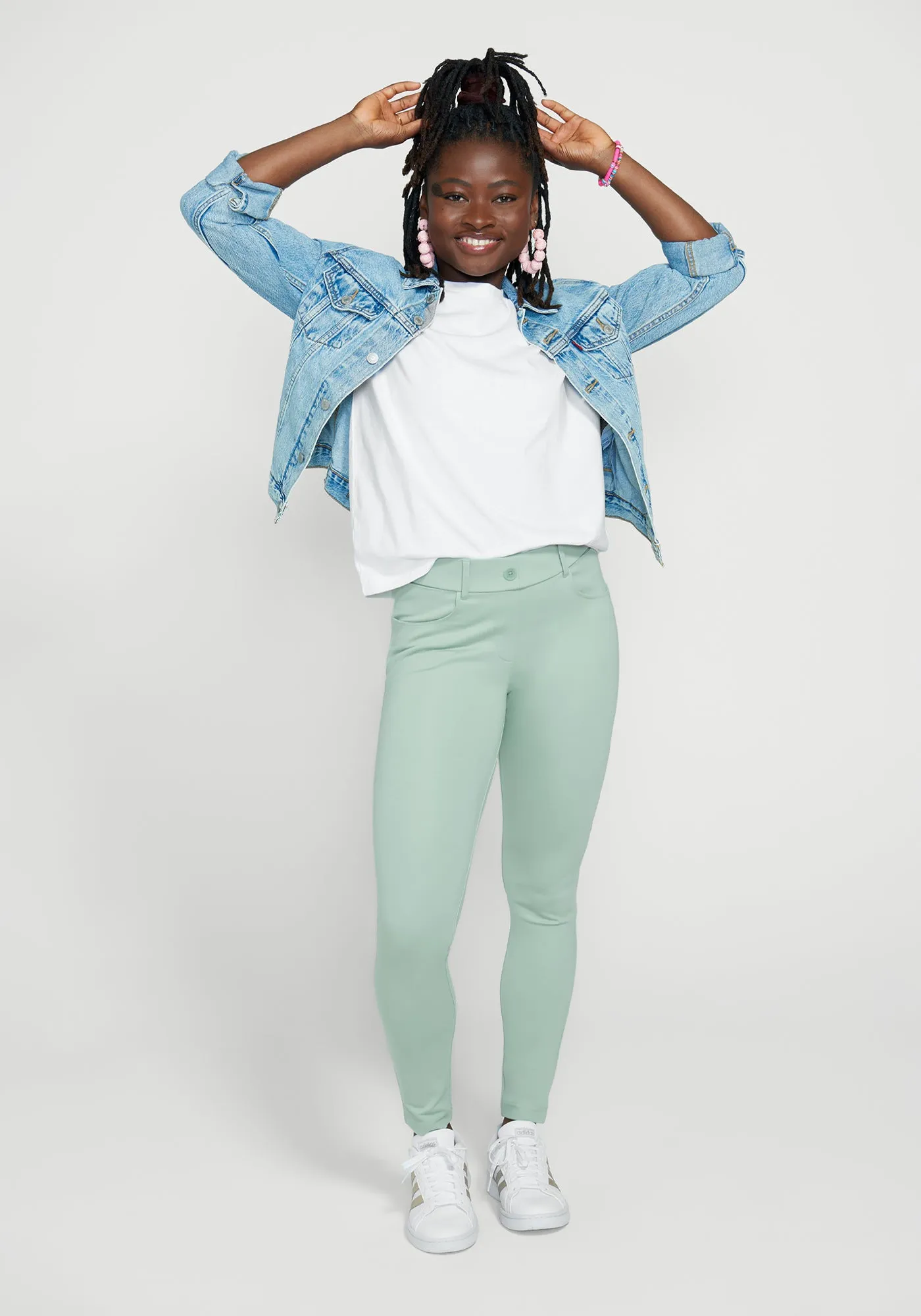 7-Pocket Dress Pant Yoga Pant | Skinny (Muted Mint) sold by Betabrand product image thumbnail 4