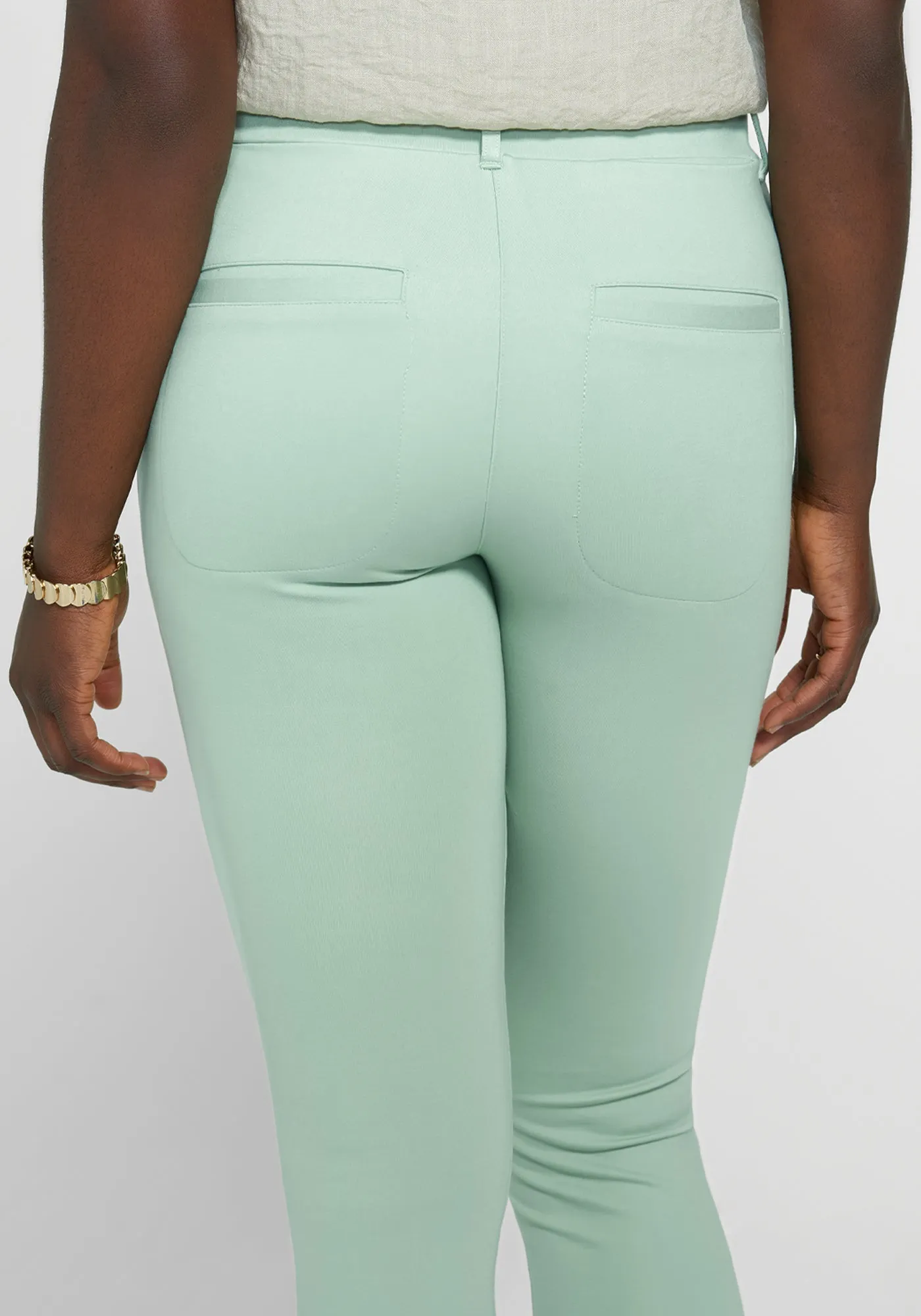 7-Pocket Dress Pant Yoga Pant | Skinny (Muted Mint) sold by Betabrand product image thumbnail 3