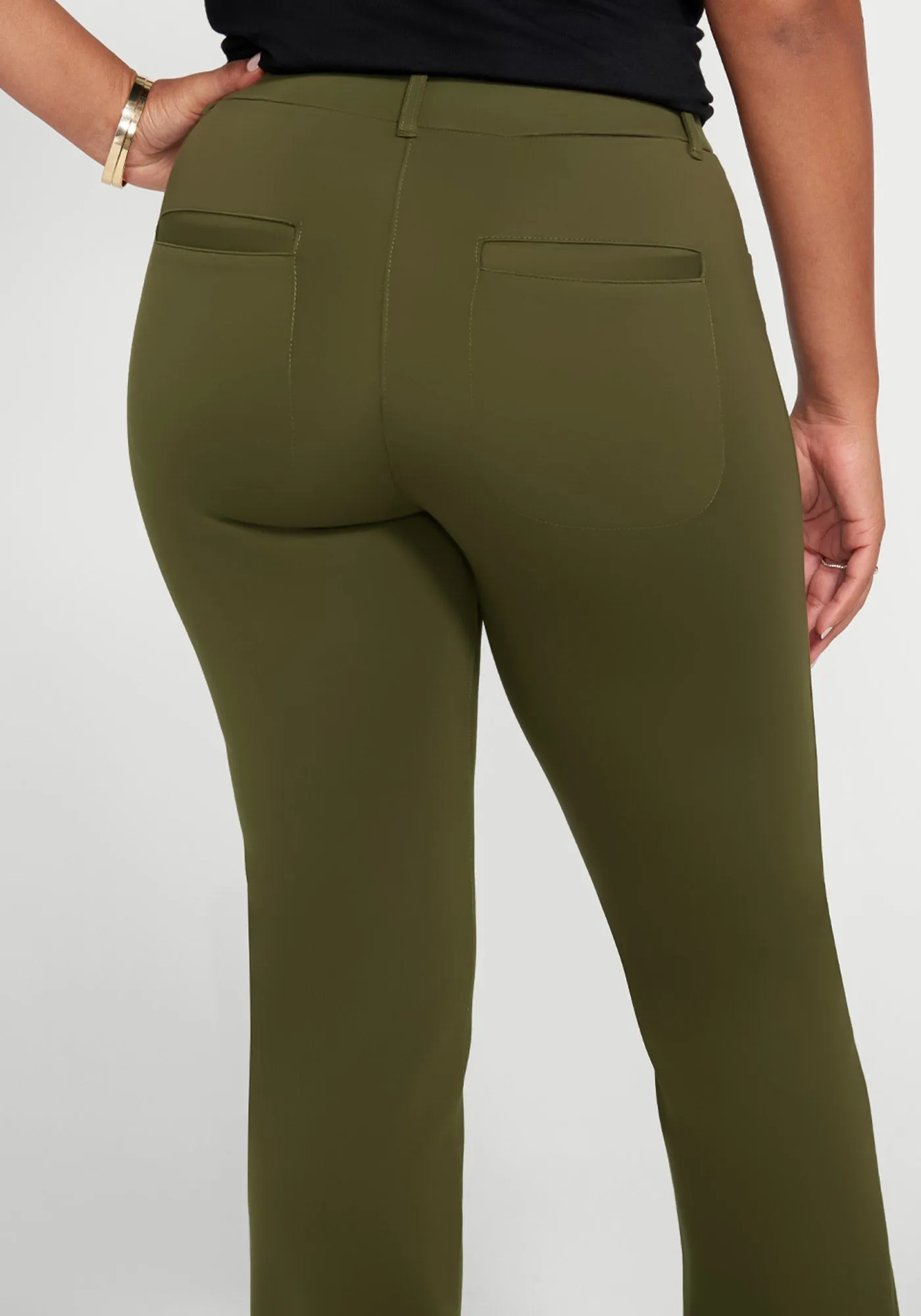 7-Pocket Dress Pant Yoga Pant | Straight (Dark Olive) sold by Betabrand product image thumbnail 3