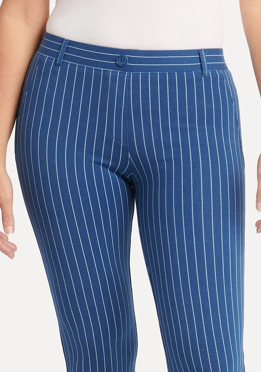 Straight Leg | Two-Pocket Straight-Leg Dress Pant Yoga Pants (Aegean Pinstripe) sold by Betabrand product image thumbnail 2
