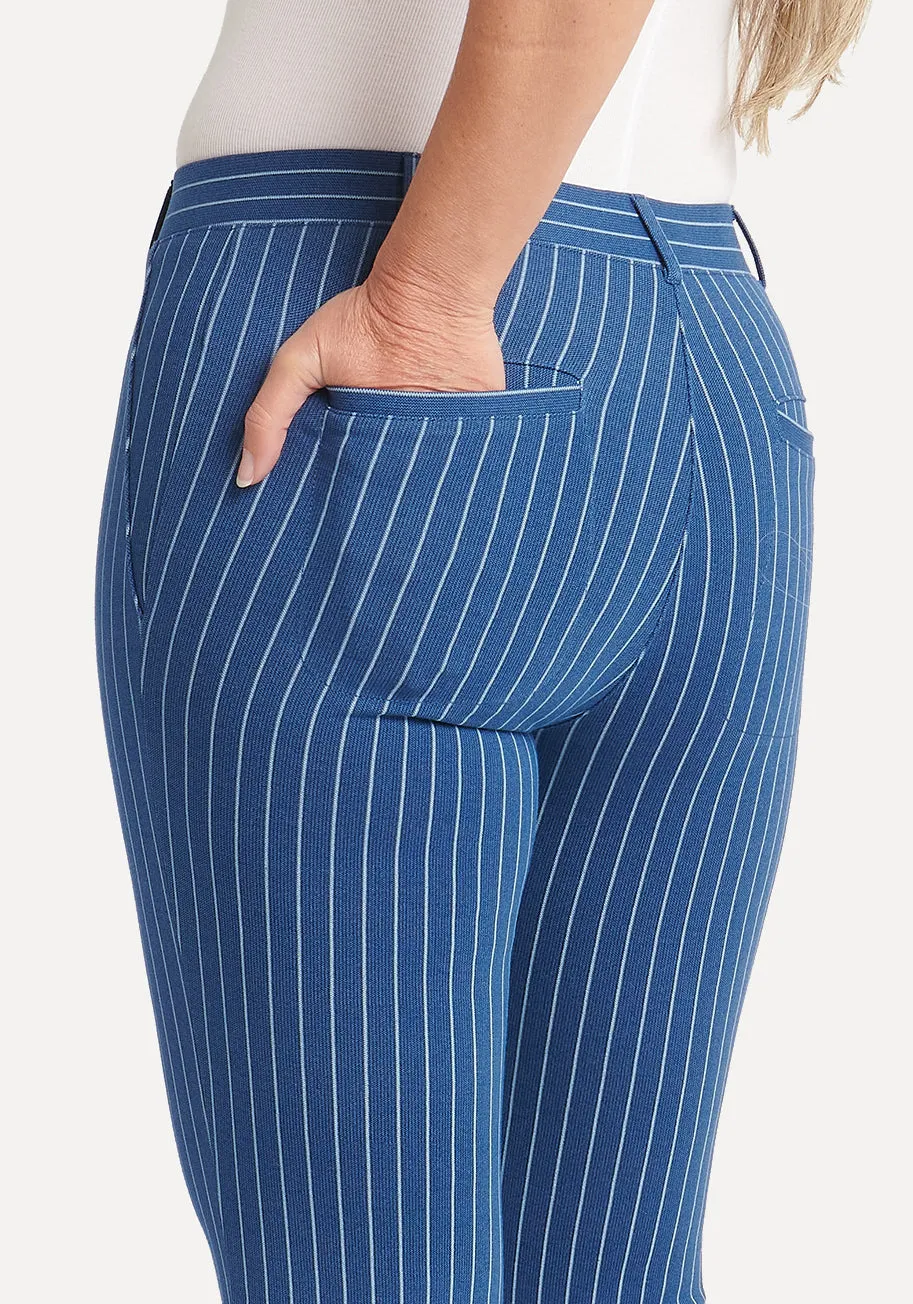 Straight Leg | Two-Pocket Straight-Leg Dress Pant Yoga Pants (Aegean Pinstripe) sold by Betabrand product image thumbnail 3