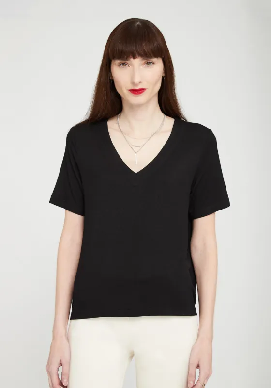Essential V-Neck Short Sleeve (Black) sold by Betabrand