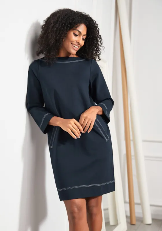 Modern Muse Shift Dress (Navy) sold by Betabrand