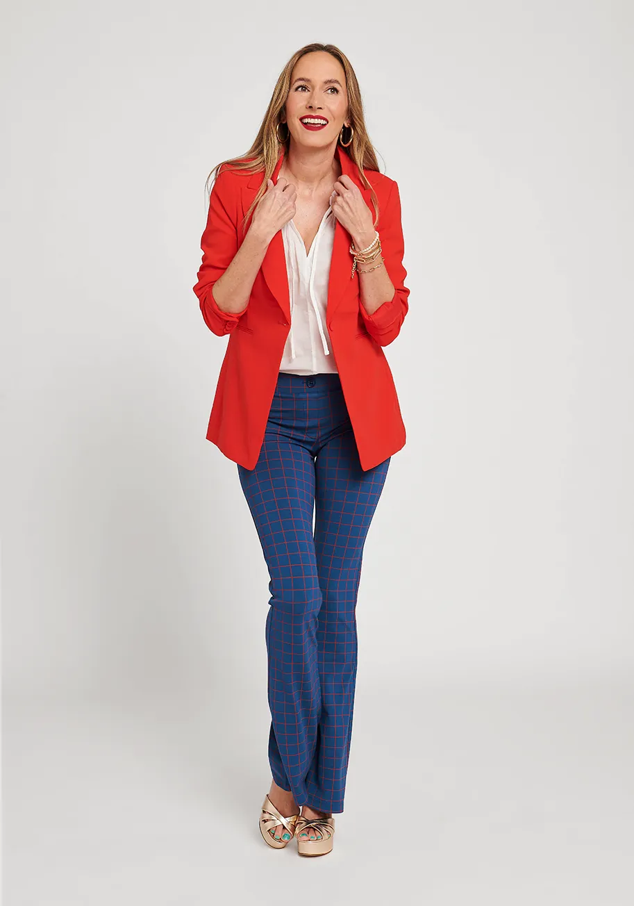 Classic Dress Pant Yoga Pant | Bootcut (Tomato Check) sold by Betabrand product image thumbnail 4