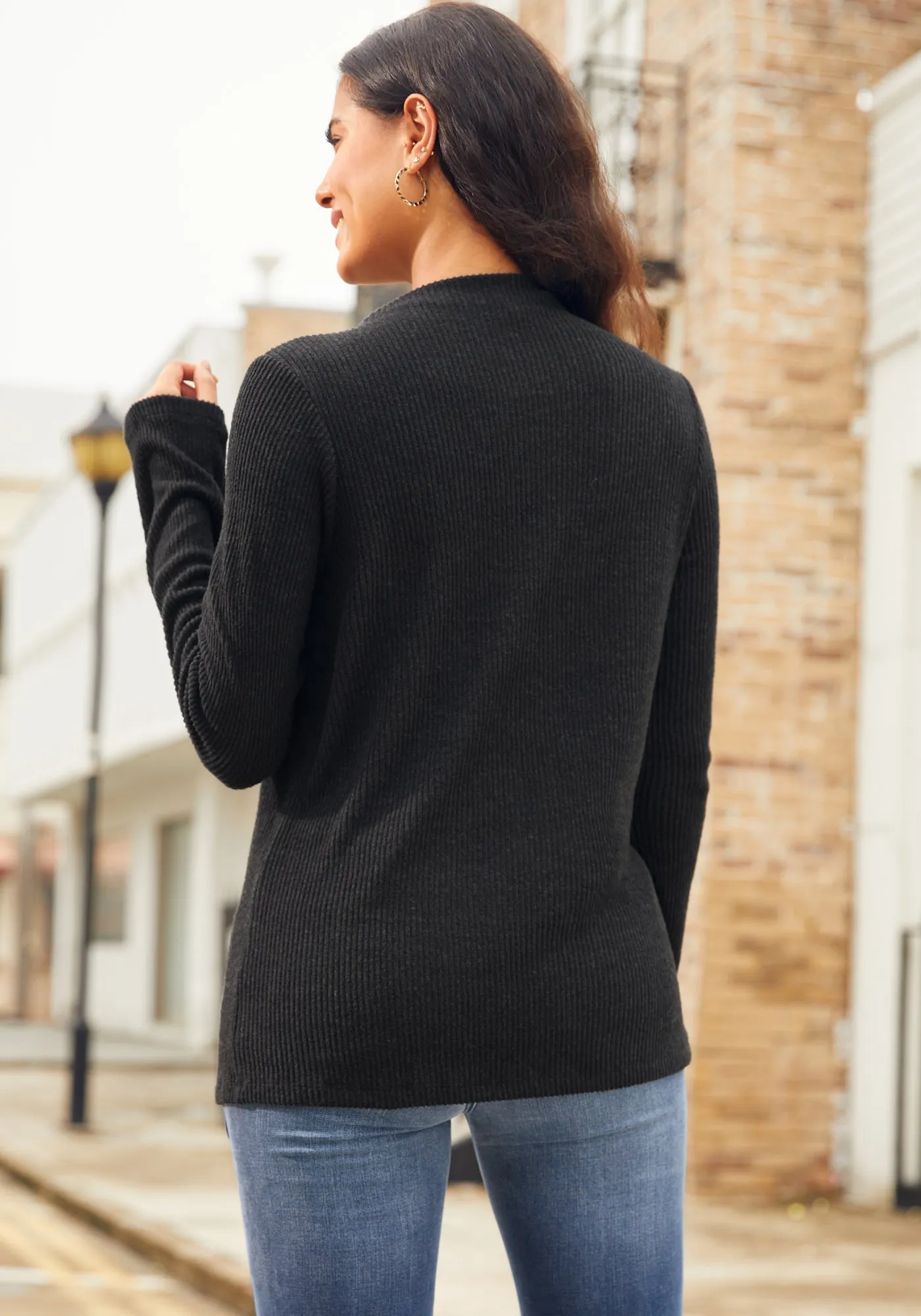 UltraEase Long Sleeve Mockneck (Black) sold by Betabrand product image thumbnail 2