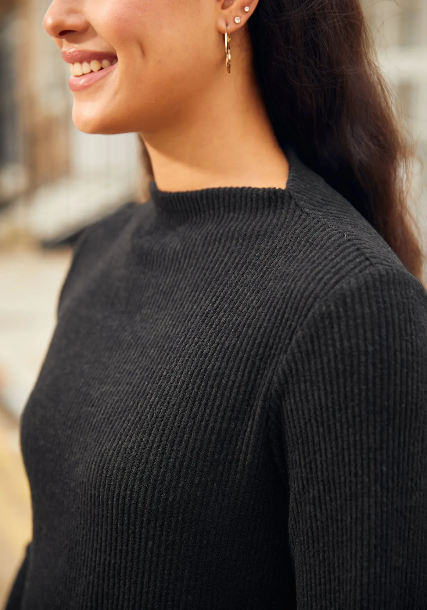 UltraEase Long Sleeve Mockneck (Black) sold by Betabrand product image thumbnail 3