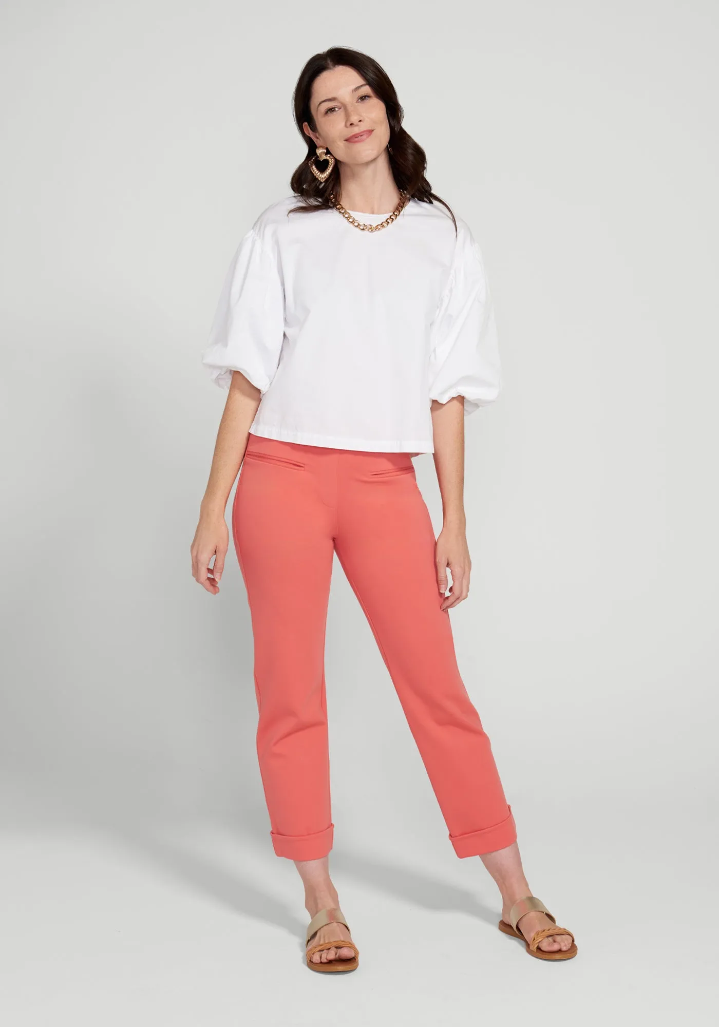 Easy Crop Trouser | Straight (Melon) sold by Betabrand