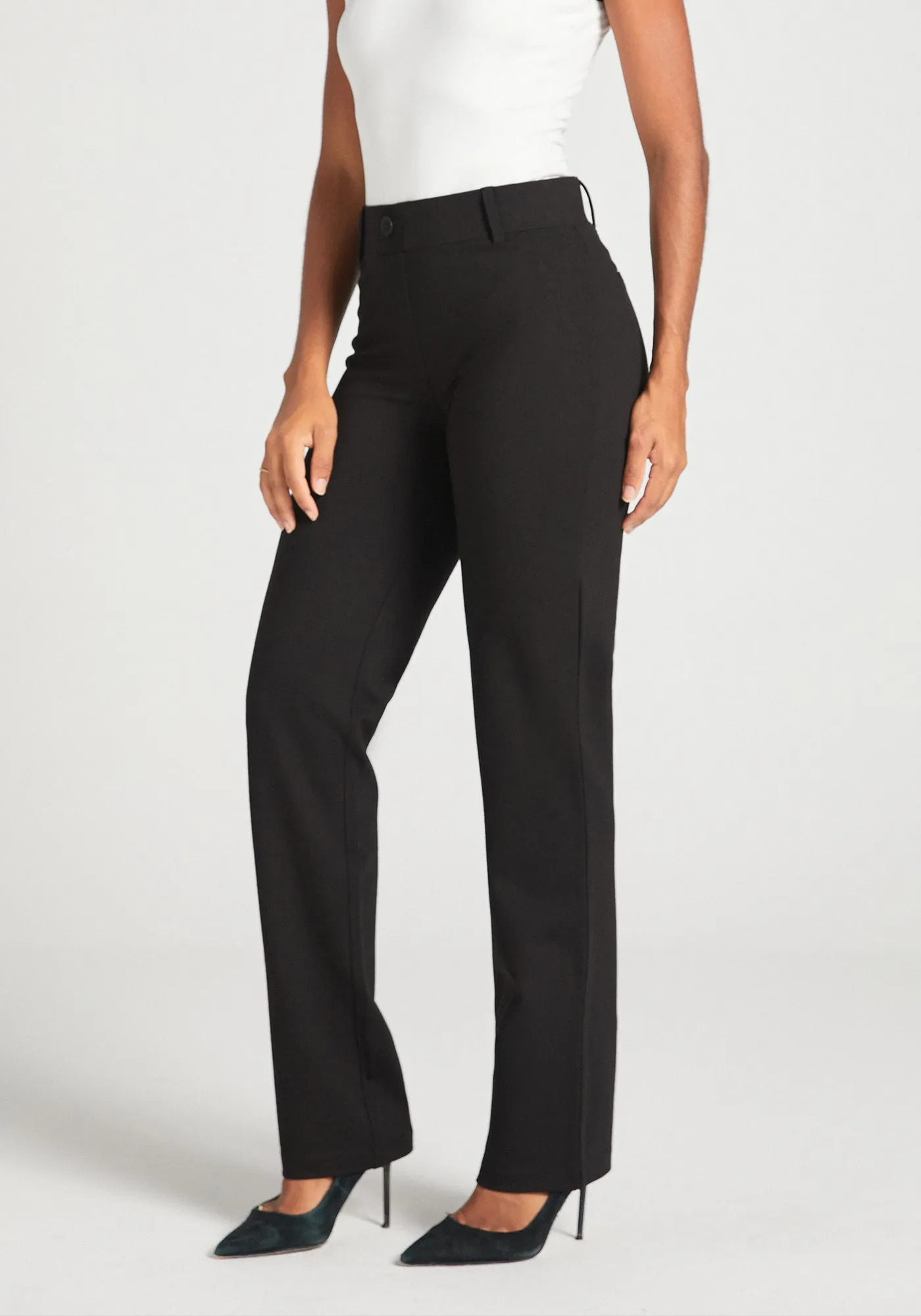 Classic Dress Pant Yoga Pant | Straight (Black) sold by Betabrand