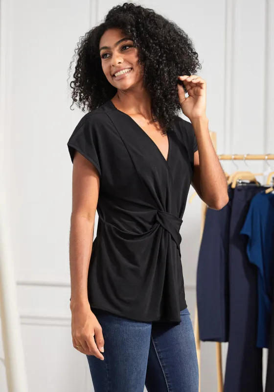 Twist-Front Cap Sleeve (Black) - Final Sale sold by Betabrand