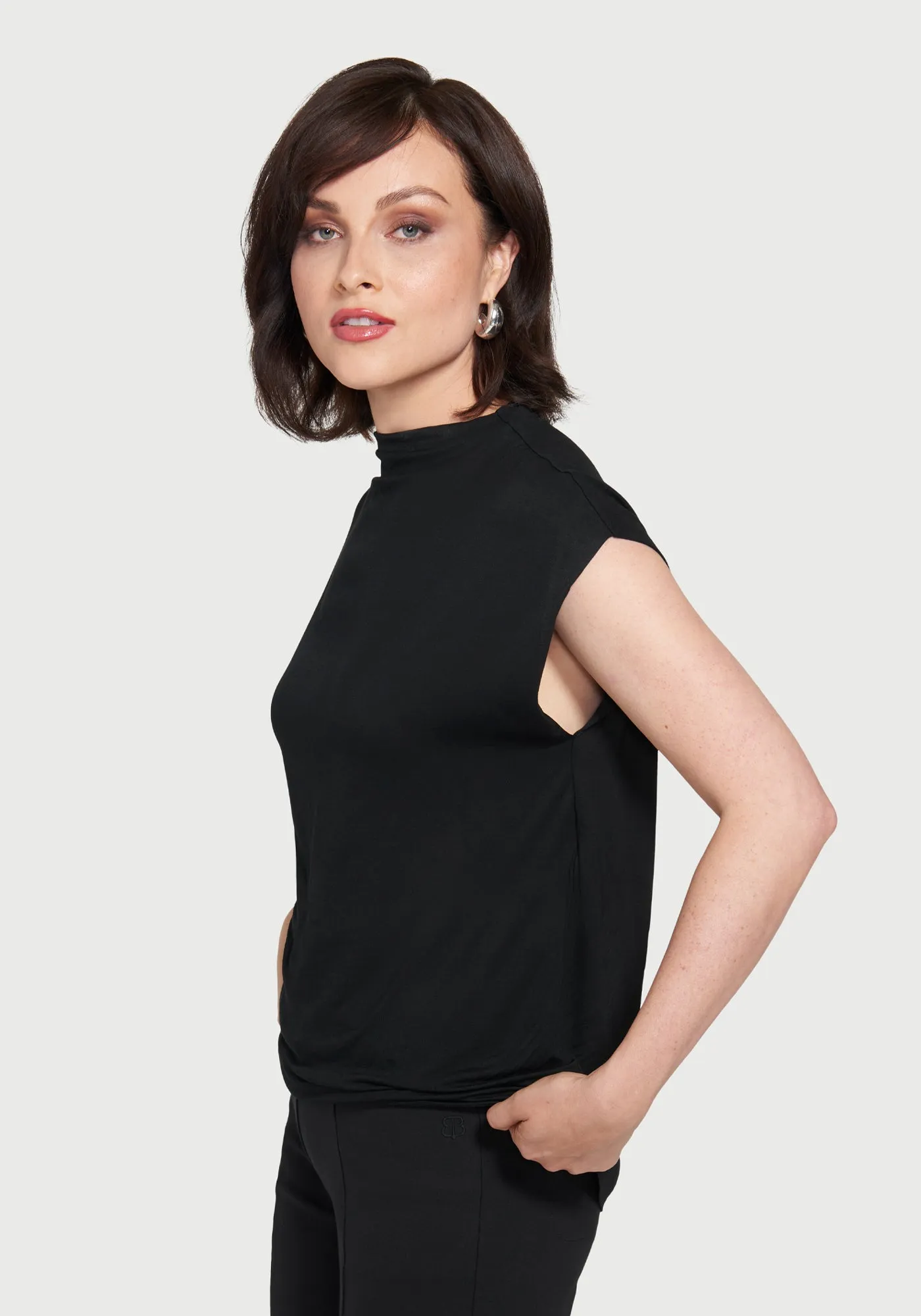 Cap Sleeve Mockneck (Black) sold by Betabrand product image thumbnail 3