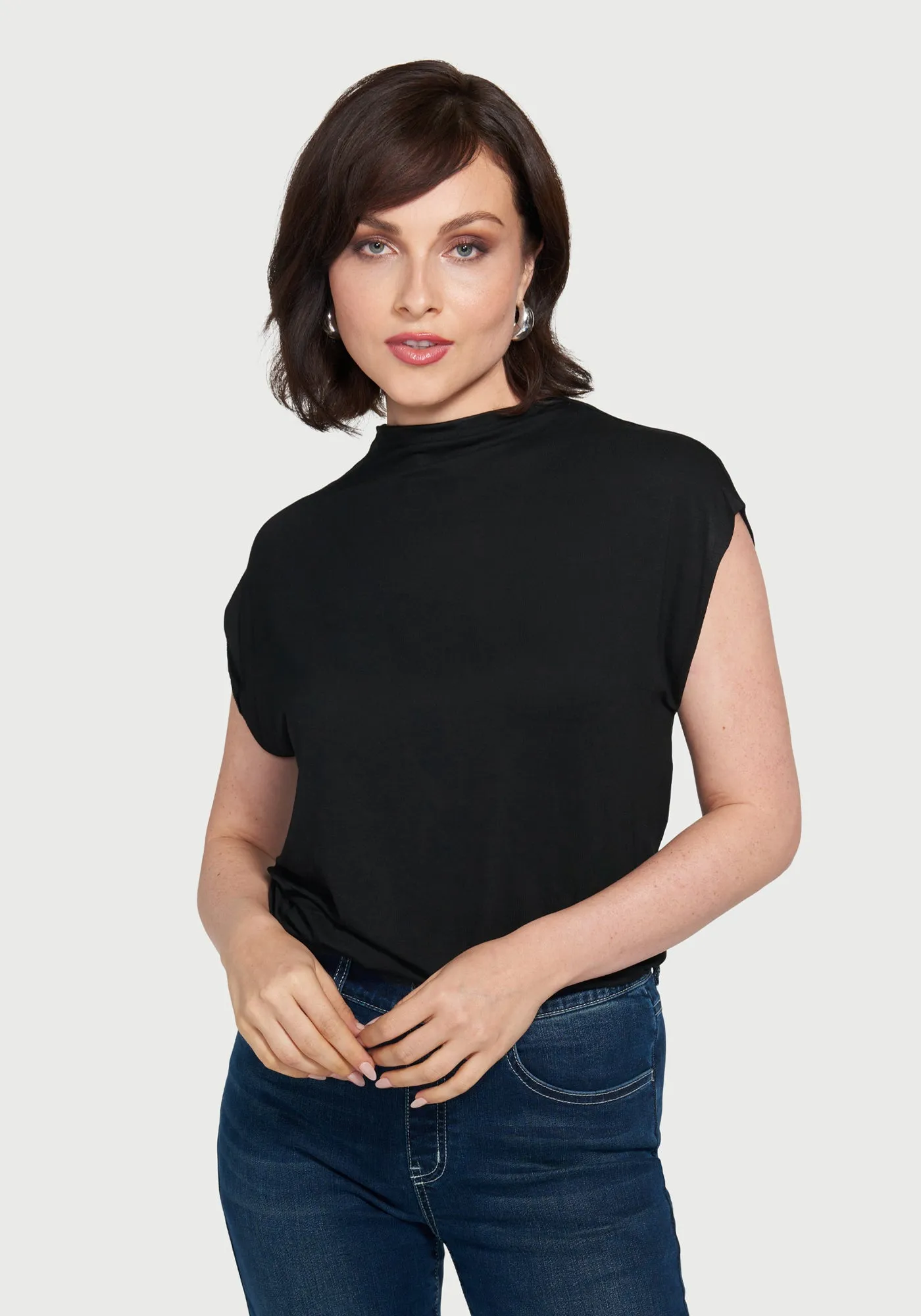 Cap Sleeve Mockneck (Black) sold by Betabrand product image thumbnail 5