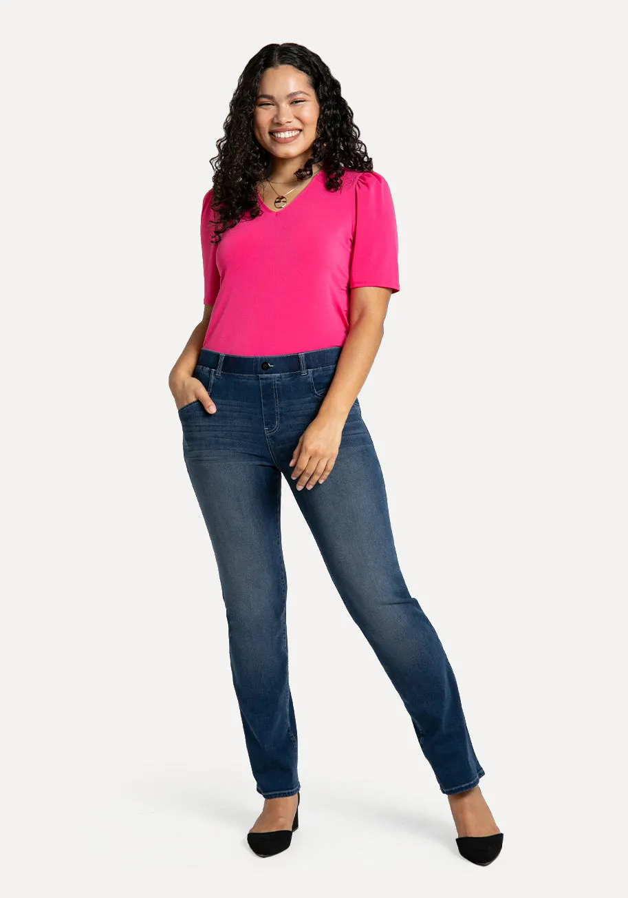 Straight-Leg | 7-Pocket Betabrand Yoga Denim (Dark Vintage) sold by Betabrand