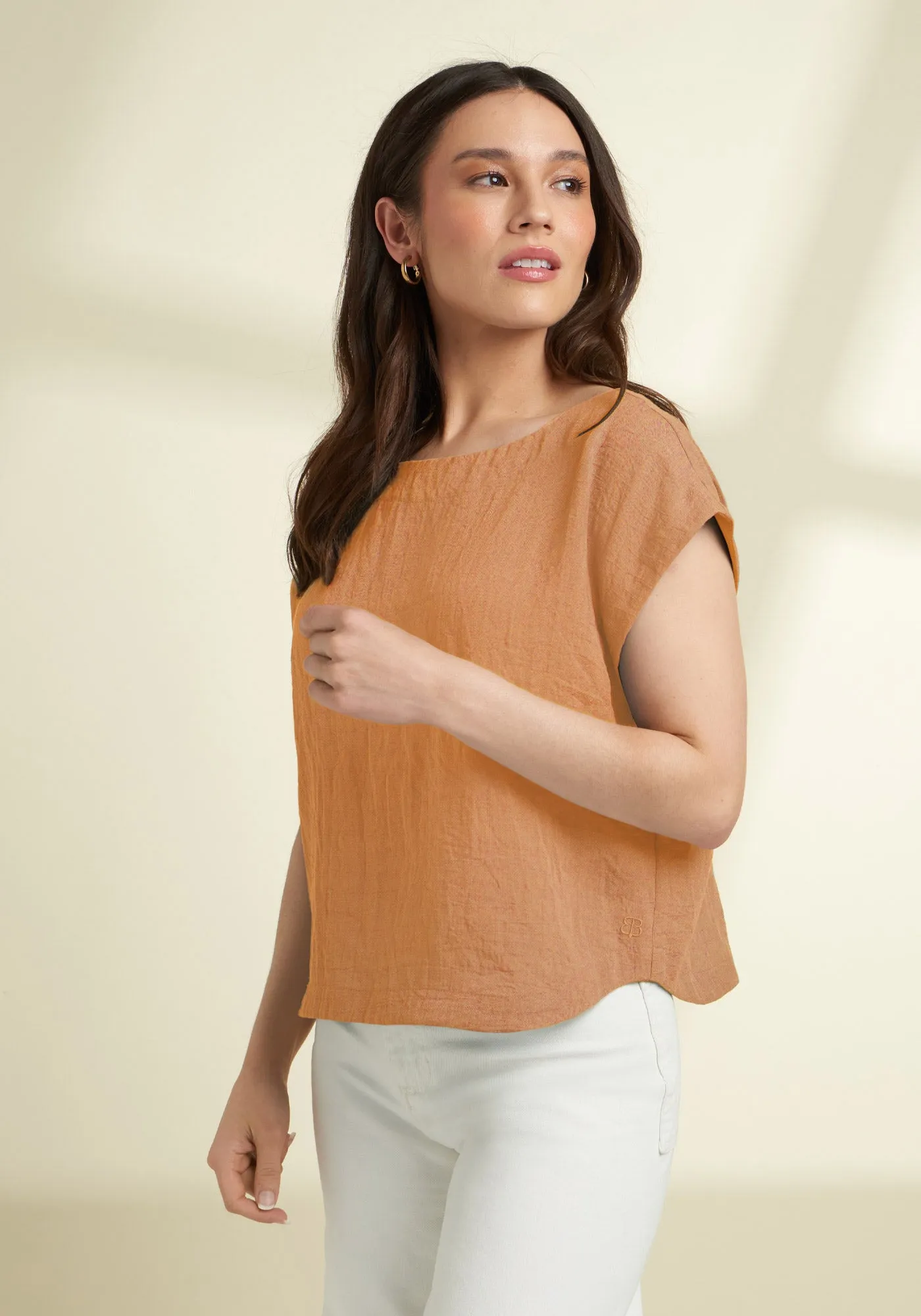 Drift Boat Neck Tee | Linenette (Sandalwood) sold by Betabrand