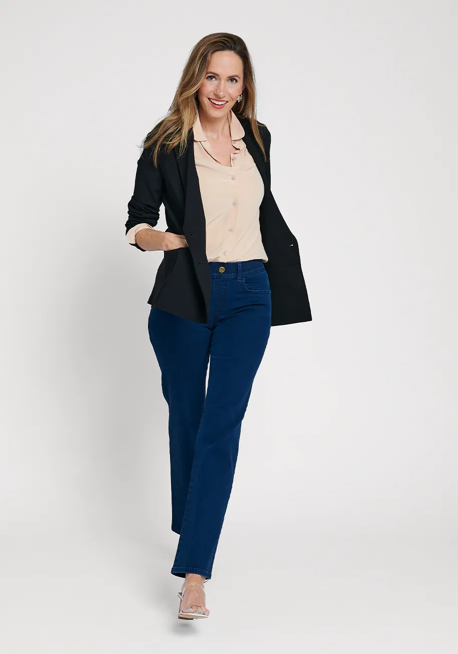 Signature Mid-Rise Denim | Straight (Dark Indigo) - Final Sale sold by Betabrand