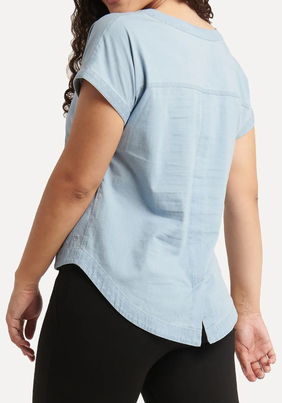 Notched Denim Top (Malibu) sold by Betabrand product image thumbnail 2