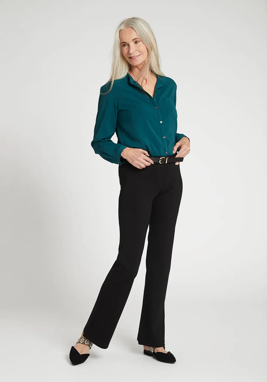 Boot-Cut | Two-Pocket Dress Pant Yoga Pants (Black) sold by Betabrand