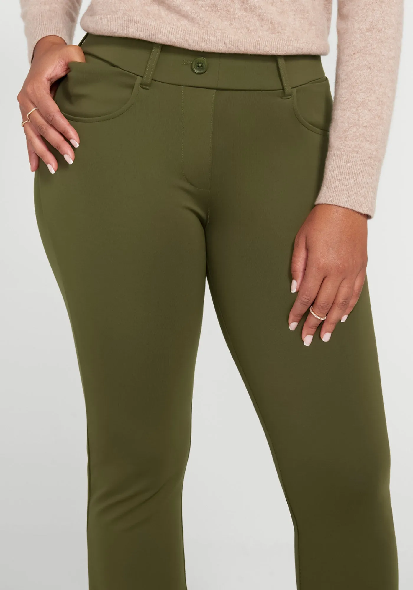 7-Pocket Dress Pant Yoga Pant | Bootcut (Dark Olive) sold by Betabrand product image thumbnail 2