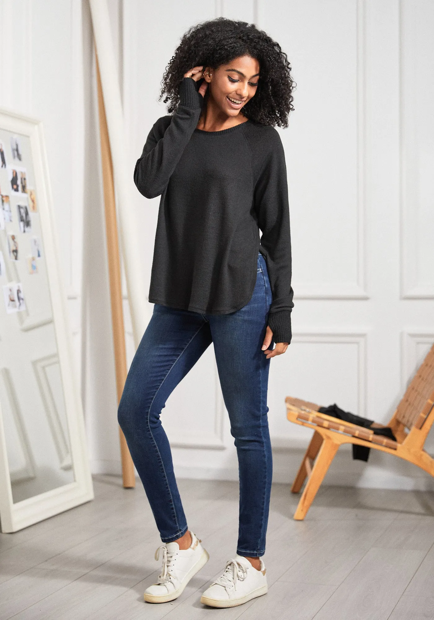 UltraEase Split Hem Long Sleeve (Black) sold by Betabrand product image thumbnail 3
