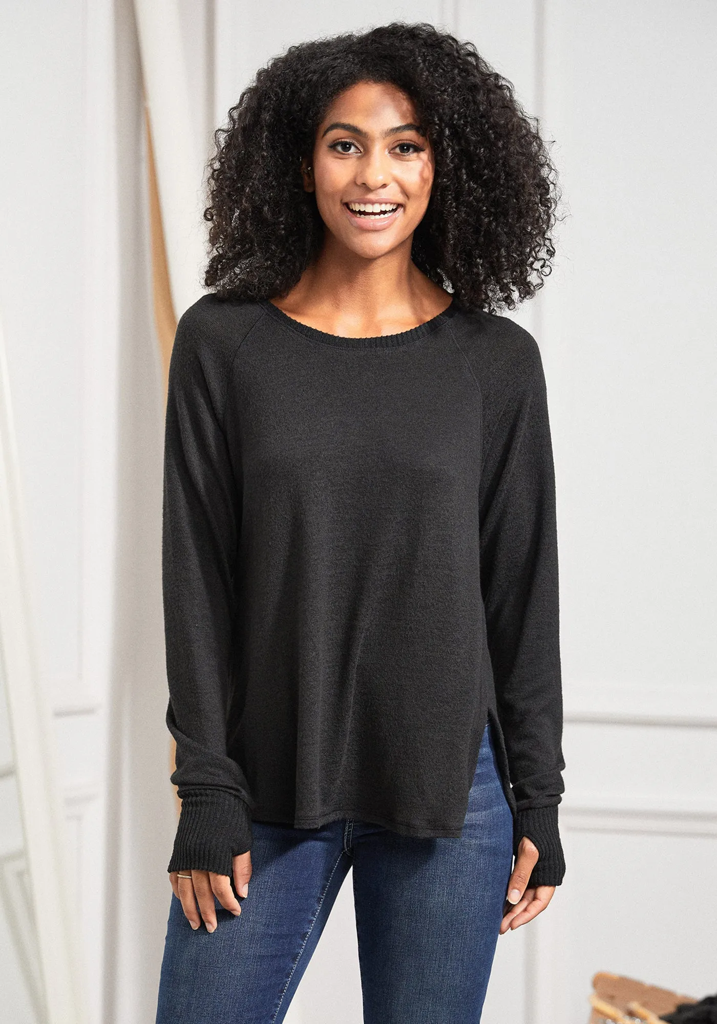 UltraEase Split Hem Long Sleeve (Black) sold by Betabrand product image thumbnail 2