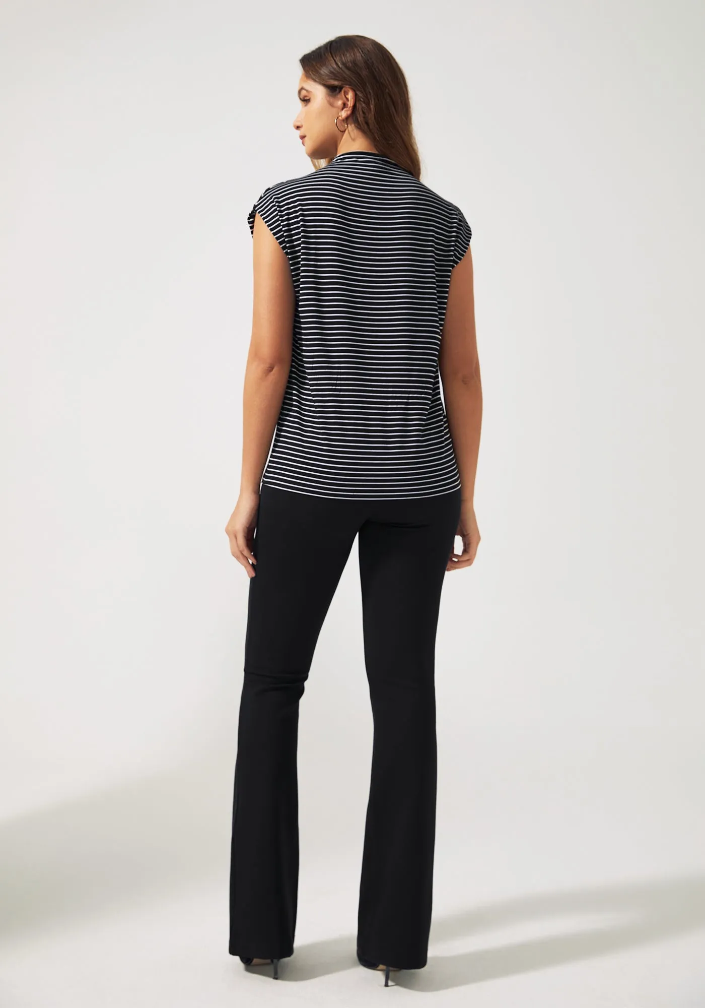 Cap Sleeve Mockneck (Black Stripe) sold by Betabrand product image thumbnail 4
