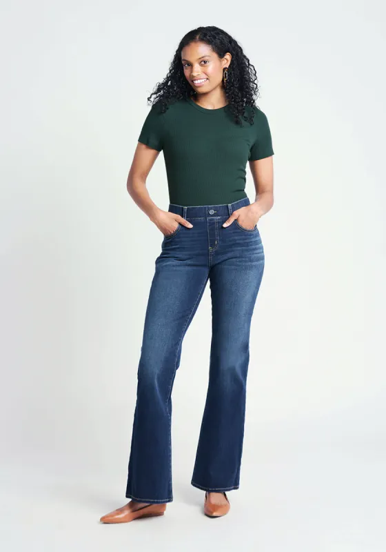 Boot-Cut | 4-Pocket Betabrand Yoga Denim (Dark Vintage Wash) sold by Betabrand