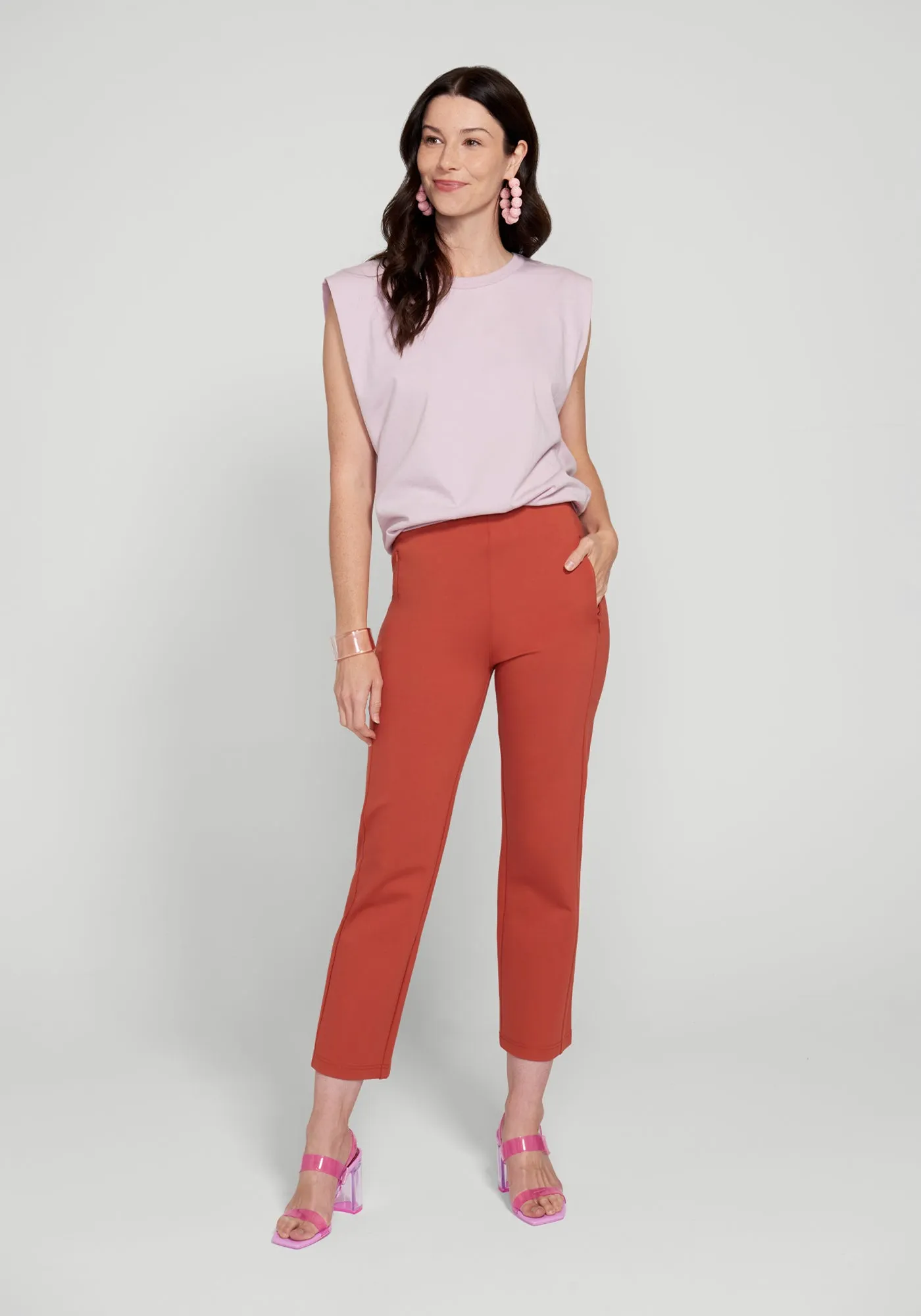 Monroe Crop Trouser | Straight (Burnished Coral) sold by Betabrand product image thumbnail 4