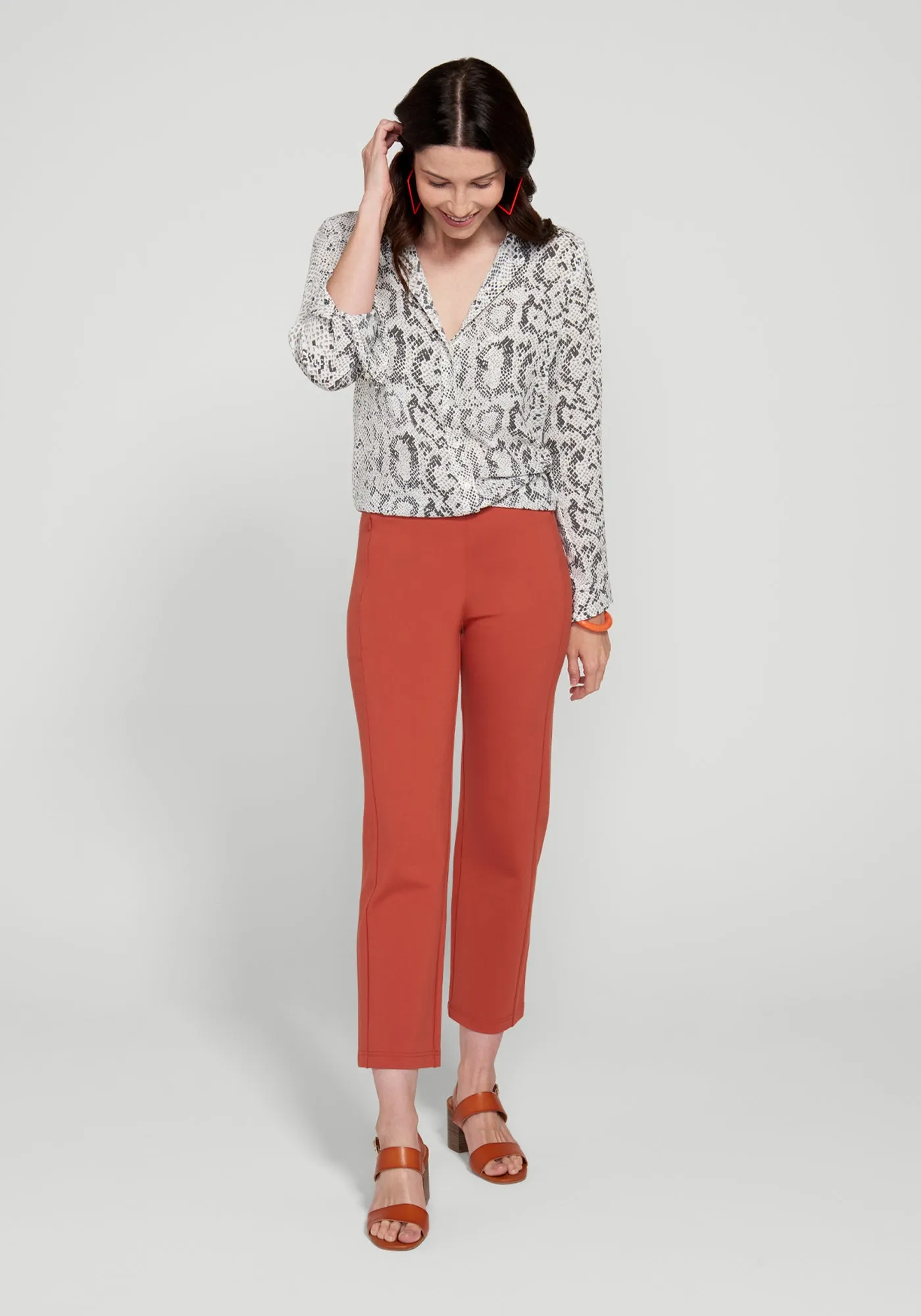 Monroe Crop Trouser | Straight (Burnished Coral) sold by Betabrand