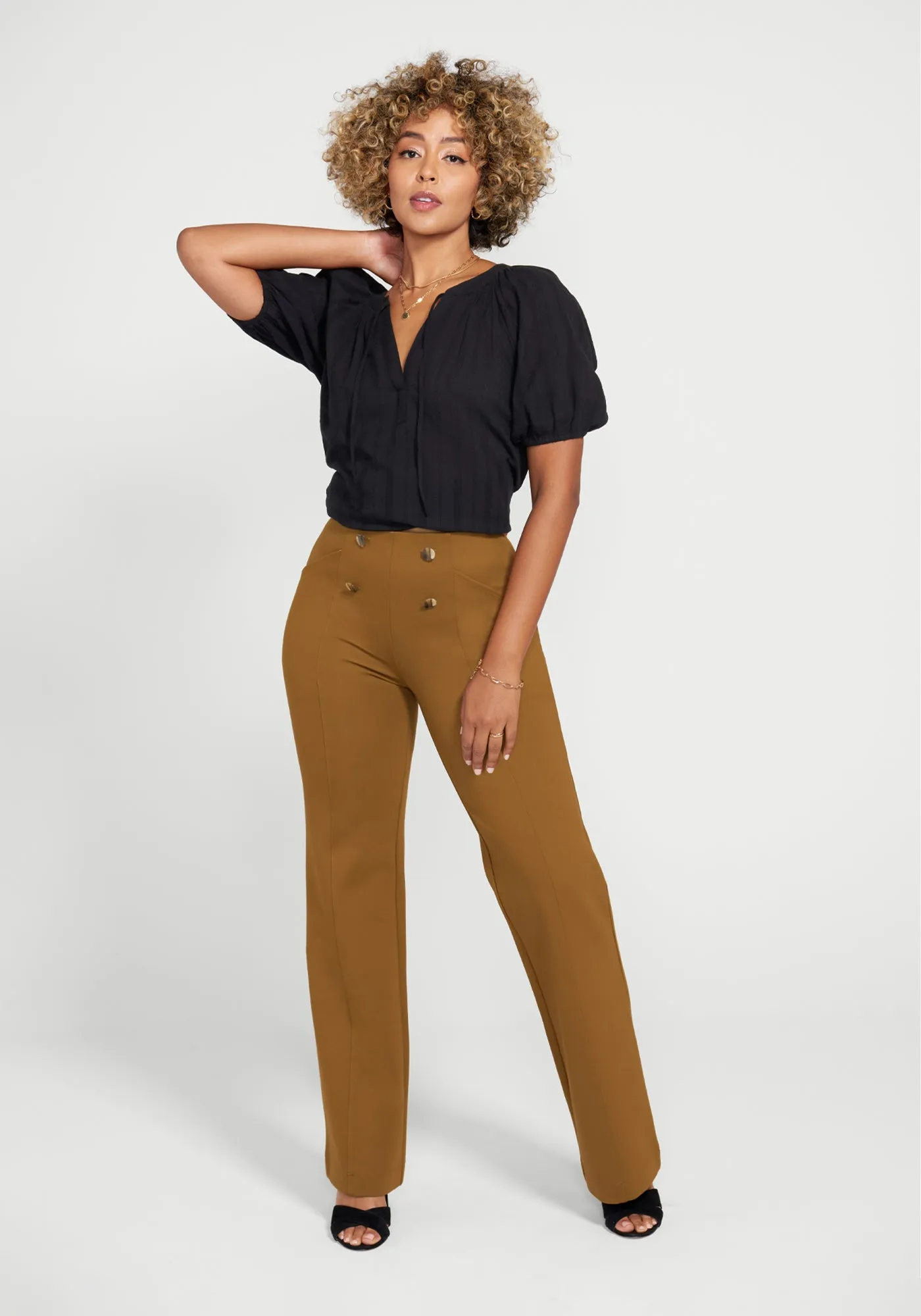 Atlantic Pant | Wide (Nutmeg) sold by Betabrand