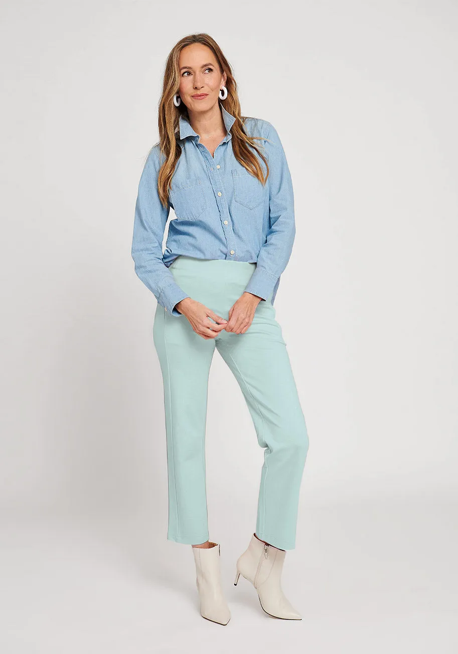Monroe Crop Trouser | Straight (Muted Mint) - Final Sale sold by Betabrand