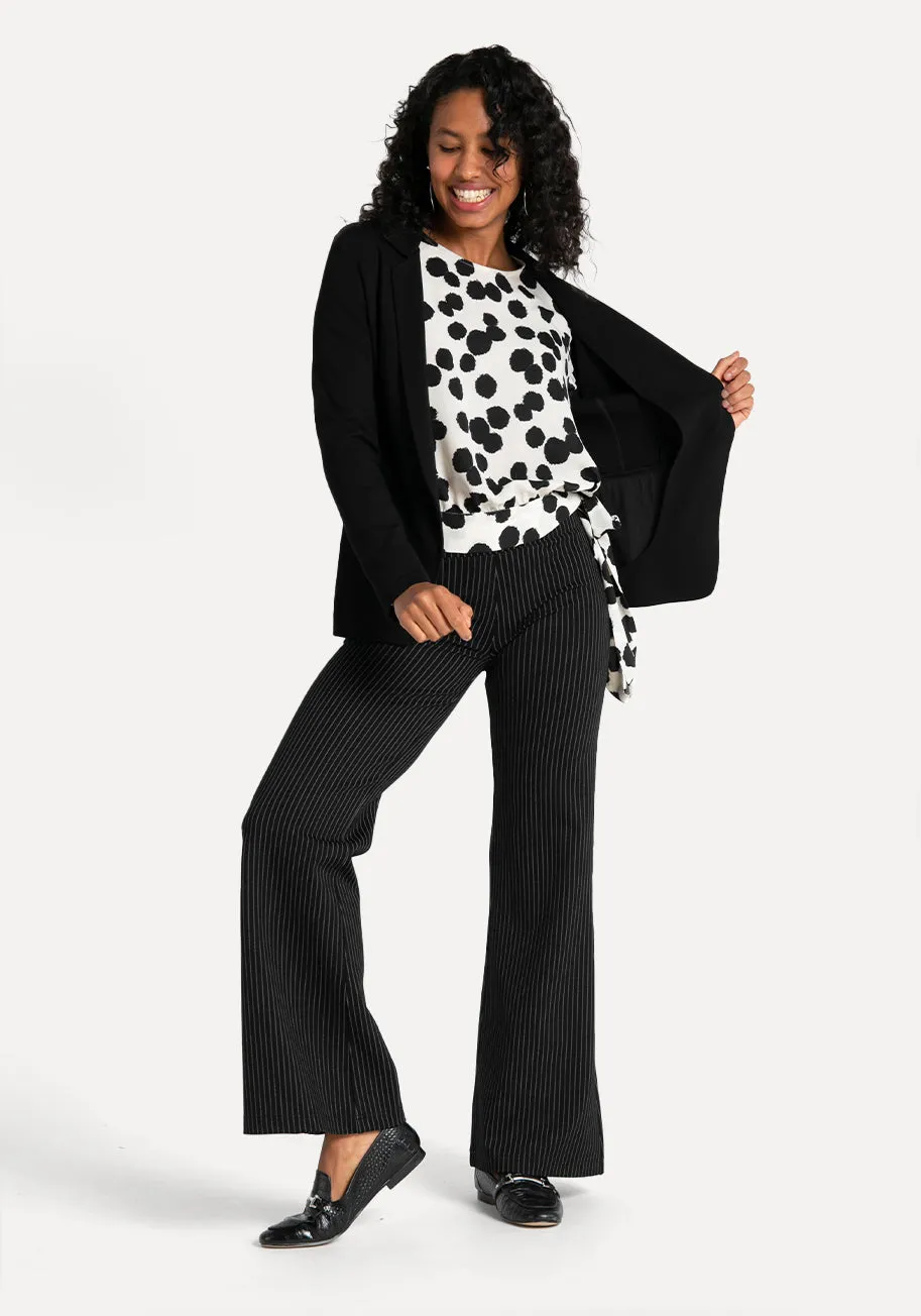 Wide-Leg Two-Pocket Dress Pant Yoga Pants (Black Pinstripe) sold by Betabrand product image thumbnail 4