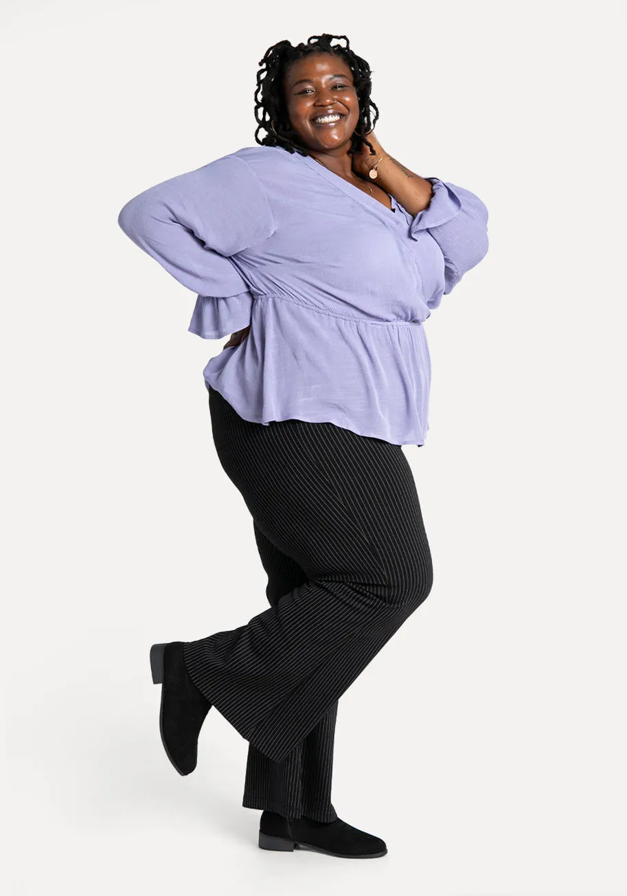 Wide-Leg Two-Pocket Dress Pant Yoga Pants (Black Pinstripe) sold by Betabrand product image thumbnail 5