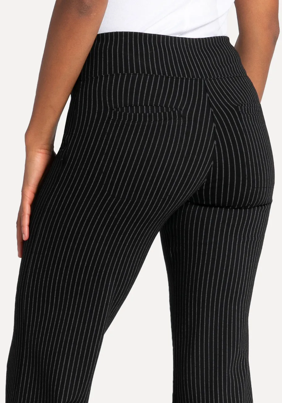 Wide-Leg Two-Pocket Dress Pant Yoga Pants (Black Pinstripe) sold by Betabrand product image thumbnail 3