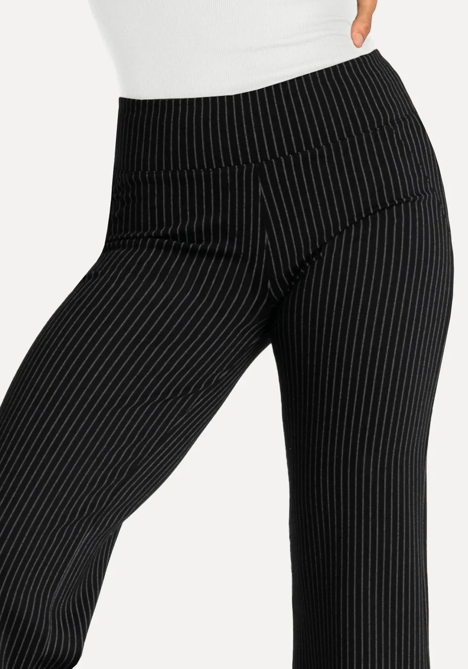Wide-Leg Two-Pocket Dress Pant Yoga Pants (Black Pinstripe) sold by Betabrand product image thumbnail 2