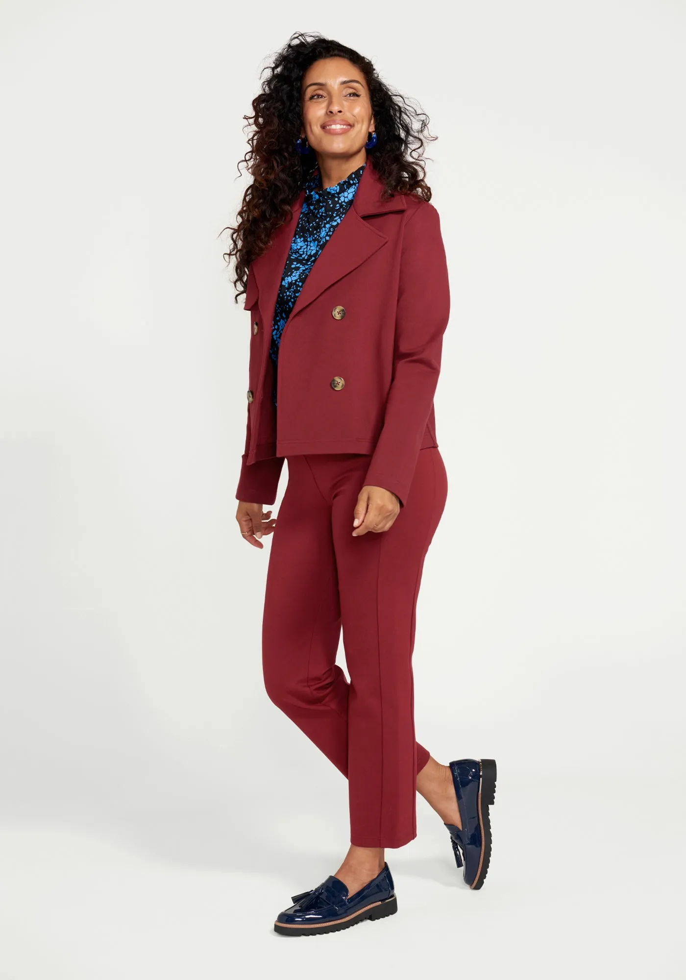 Monroe Crop Trouser | Straight (Oxblood) sold by Betabrand product image thumbnail 4