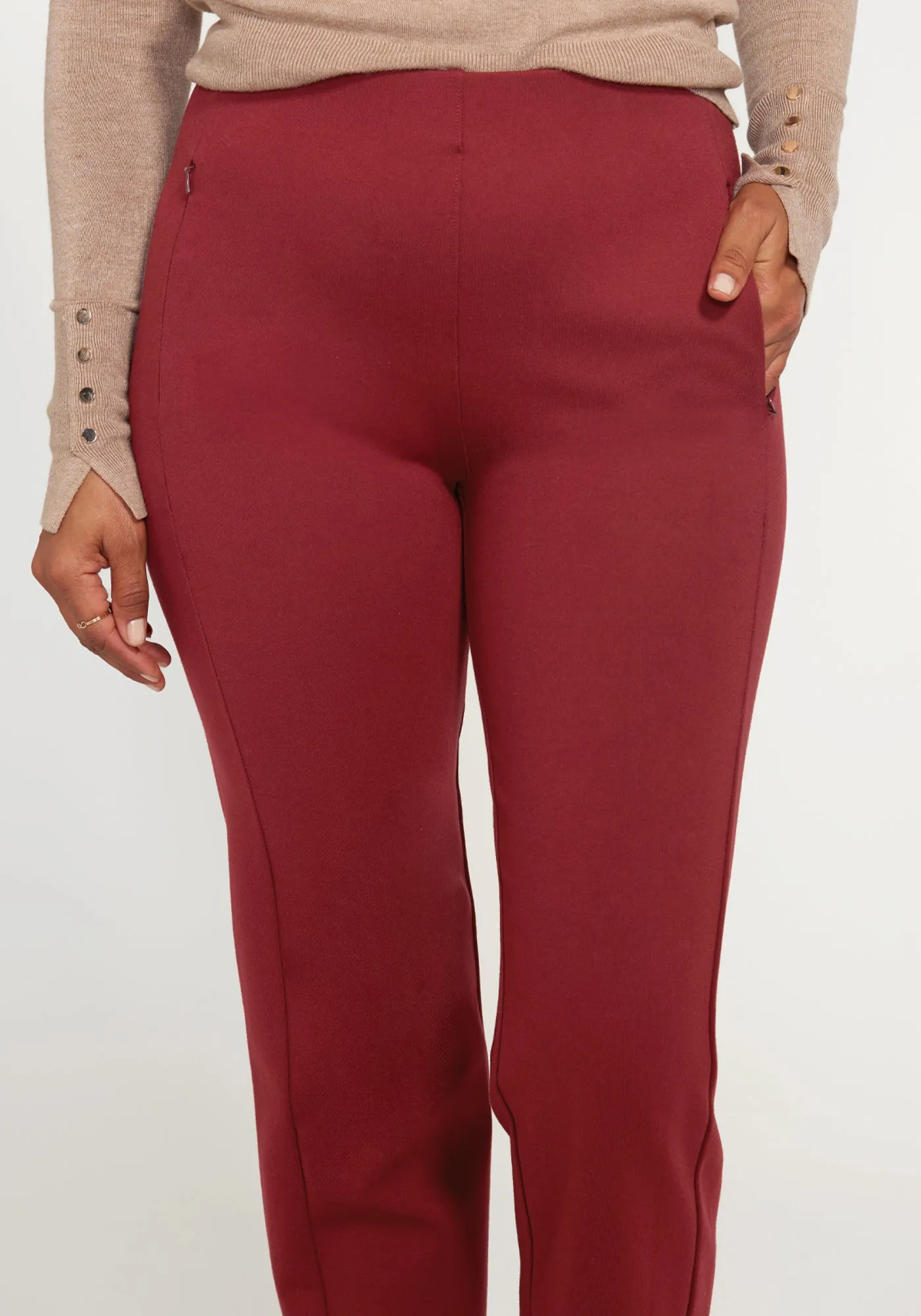 Monroe Crop Trouser | Straight (Oxblood) sold by Betabrand product image thumbnail 2