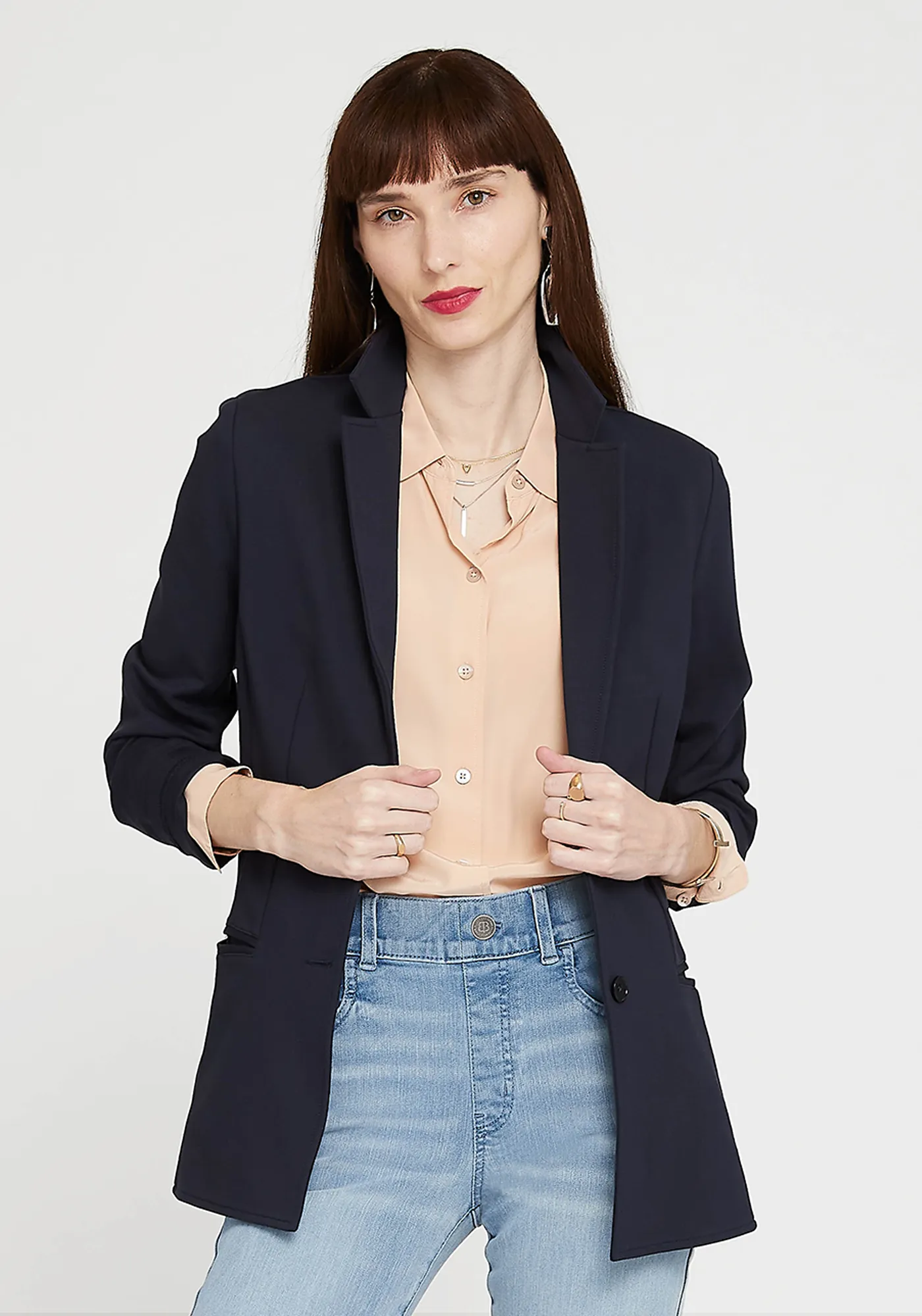 Classic Blazer | Stretch Ponte (Navy) sold by Betabrand