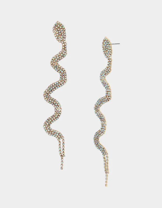 BETSEYS FLOWER SHOW SNAKE LINEAR EARRINGS CRYSTAL sold by Betsey Johnson