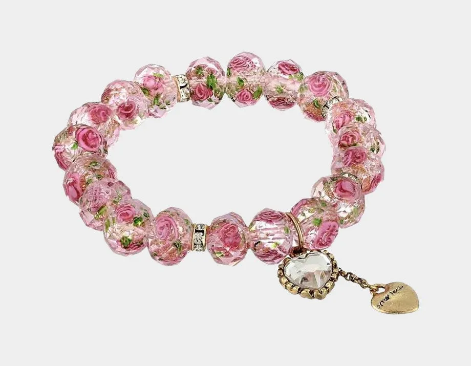 Tzarina Pink Beads Stretch Bracelet | RE:LUV sold by Betsey Johnson