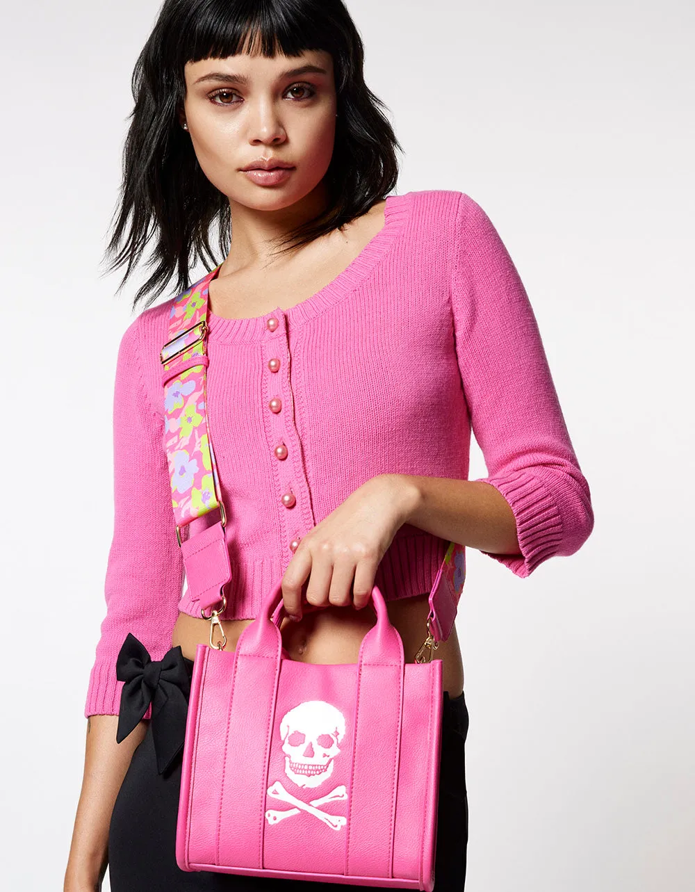 SKULLY DEBOSS MINI TOTE PINK sold by Betsey Johnson
